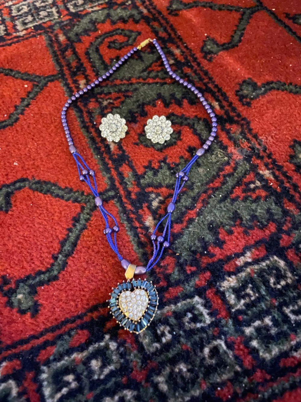 Beautiful Vintage Heart Necklace and Earring Set